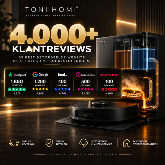 TONI HOMI passeert 4.000 klantreviews: best beoordeelde website in de categorie robotstofzuigers