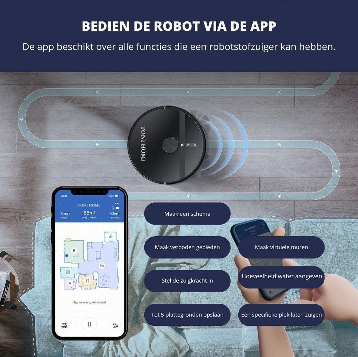 TONIHOMI® Q8 - Robotstofzuiger met dweilfunctie