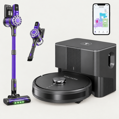 TONI HOMI Q8 met station, V07 steelstofzuiger en app, combi deal